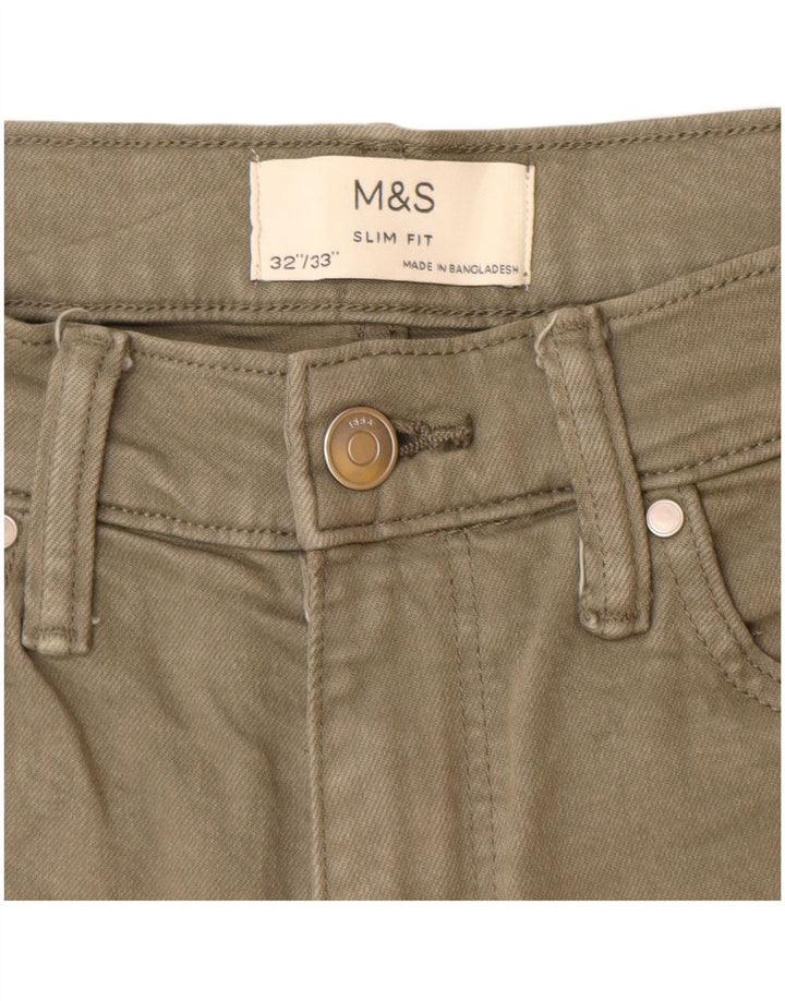 Мужские узкие джинсы Marks & Spencer W32 L33, хлопок цвета хаки
