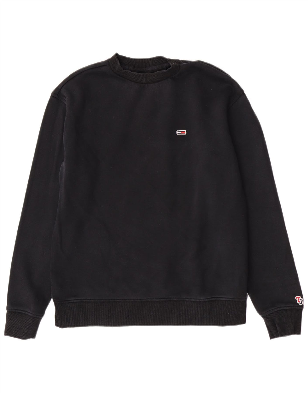 Женский свитшот Tommy Hilfiger стандартного кроя, хлопковый джемпер среднего размера, черный