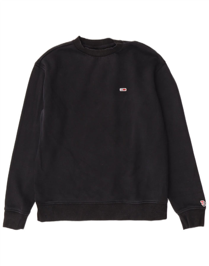 Женский свитшот Tommy Hilfiger стандартного кроя, хлопковый джемпер среднего размера, черный