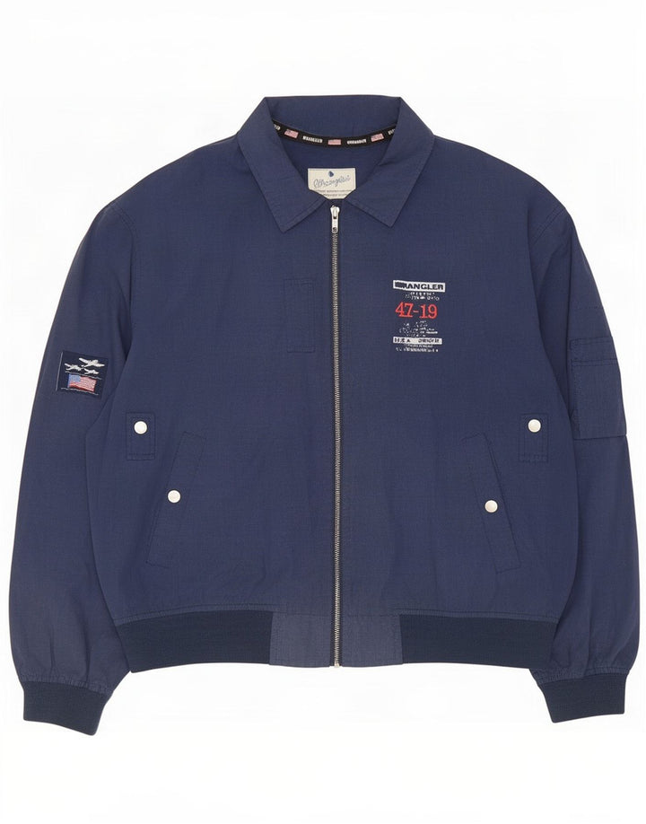 Мужская бомбер Wrangler с графическим рисунком UK 40, большой темно-синий полиэстер