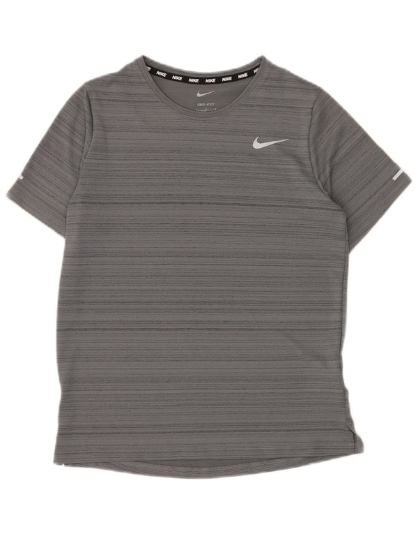 Футболка NIKE для мальчиков Dri Fit, топ, 12–13 лет, полиэстер в большую серую полоску