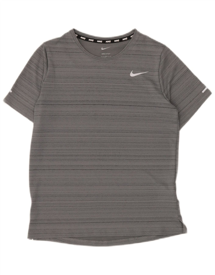 Футболка NIKE для мальчиков Dri Fit, топ, 12–13 лет, полиэстер в большую серую полоску