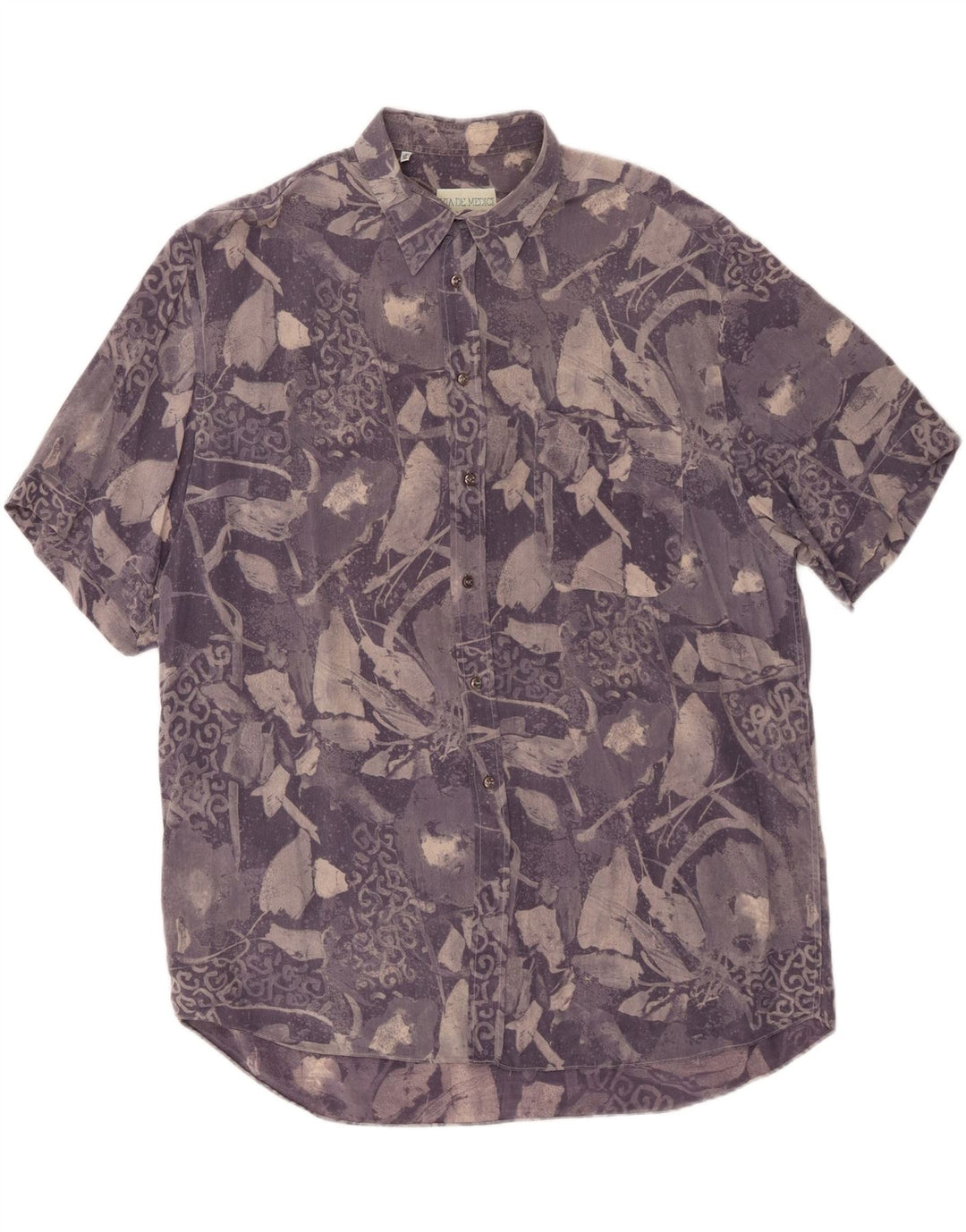 VINTAGE Мужская рубашка с коротким рукавом с абстрактным узором XL, синяя