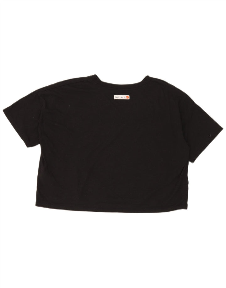 Женская укороченная футболка оверсайз с рисунком Nike Dri Fit UK 14, средний черный