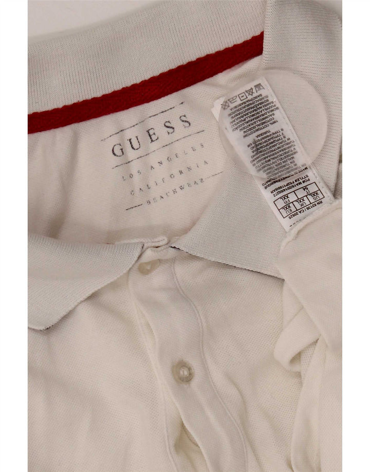 Мужская рубашка-поло Guess 2XL, белая, хлопковая с цветными блоками