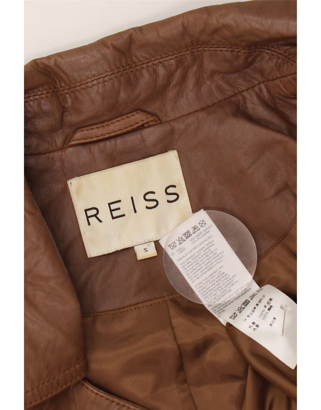 Женская укороченная кожаная куртка Reiss UK 10, маленькая коричневая кожа
