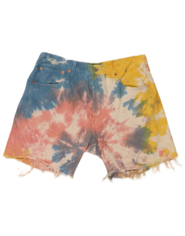 Мужские джинсовые шорты LEVI'S 501 W32, средний разноцветный хлопок, цвет тай-дай