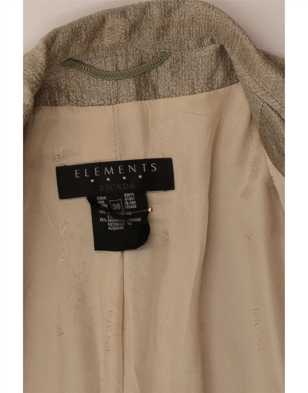 ESCADA Женский удлиненный пиджак на 1 пуговице Elements EU 36, маленький золотой