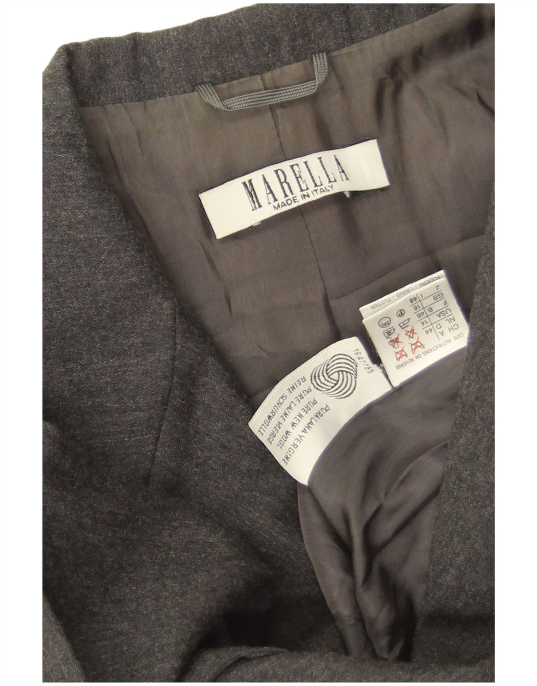 Женский пиджак Marella на 3 пуговицах, Великобритания, 18 XL, серый, новый, шерстяной