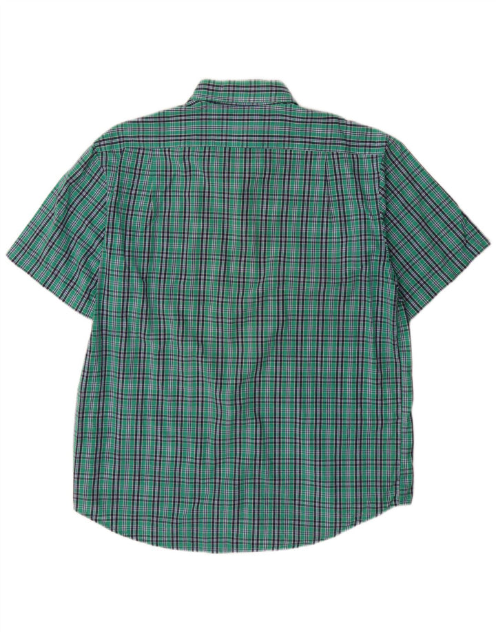 IZOD Мужская рубашка с коротким рукавом, большая зеленая клетка, хлопок