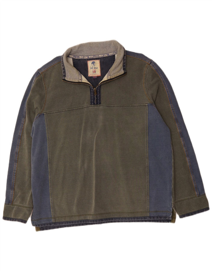 Мужской свитшот FAT FACE с воротником на молнии, джемпер 2XL, серый хлопок с цветными блоками