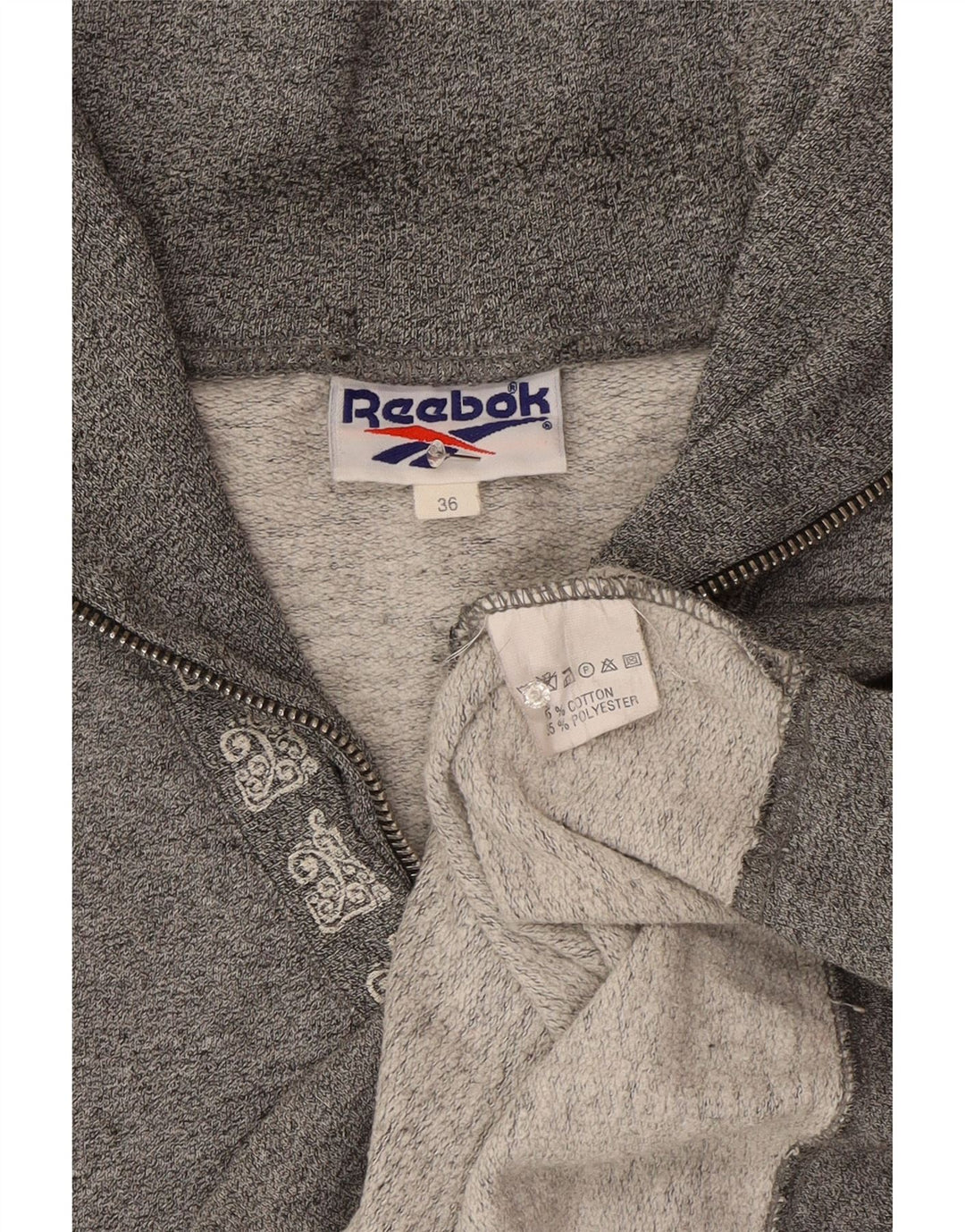 Reebok Женский оверсайз-толстовка с воротником на молнии, джемпер EU 36, маленький серый хлопок