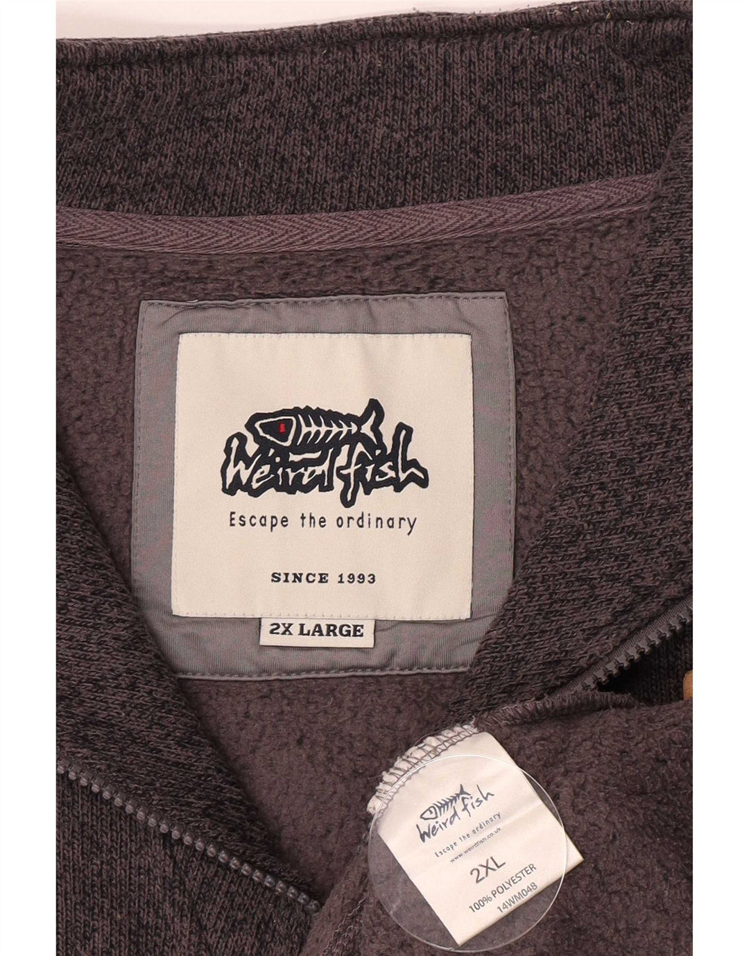 Мужской джемпер с воротником на молнии Weird Fish 2XL, серый полиэстер