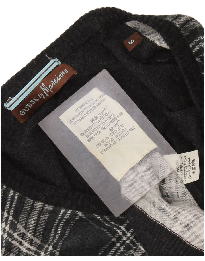 Женский джемпер с v-образным вырезом GUESS BY MARCIANO UK 10, маленький черный в клетку