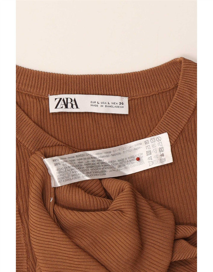 Женский жилет Zara UK 14, большой, коричневый, вискоза