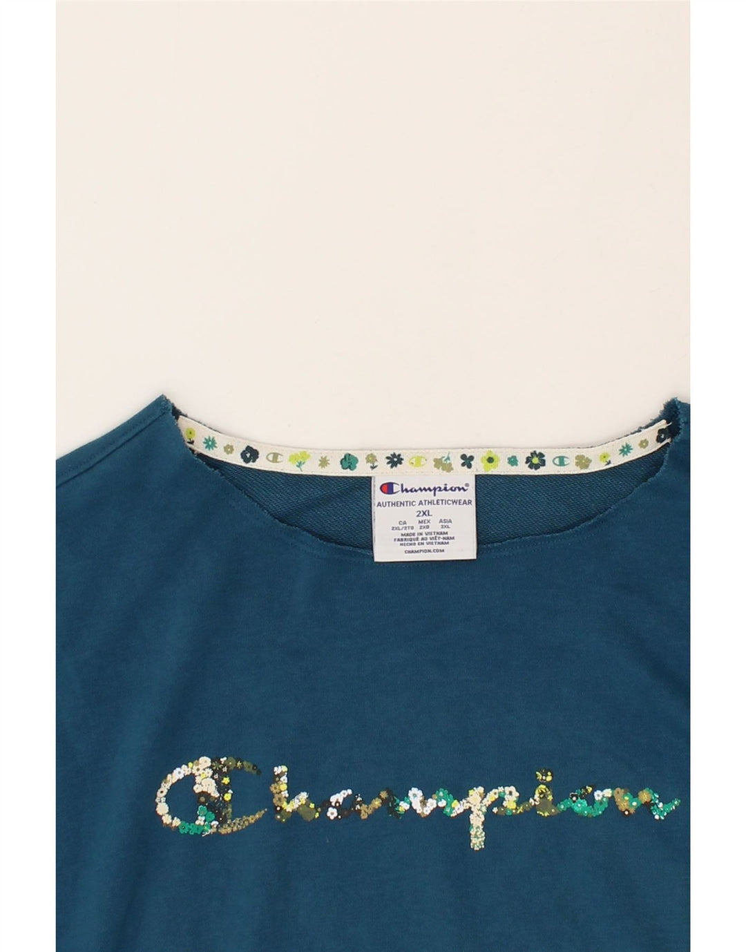 CHAMPION Womens Oversized Graphic Sweatshirt Jumper UK 20 2XL Navy Blue Vintage Champion and Second-Hand Champion from Messina Hembry 