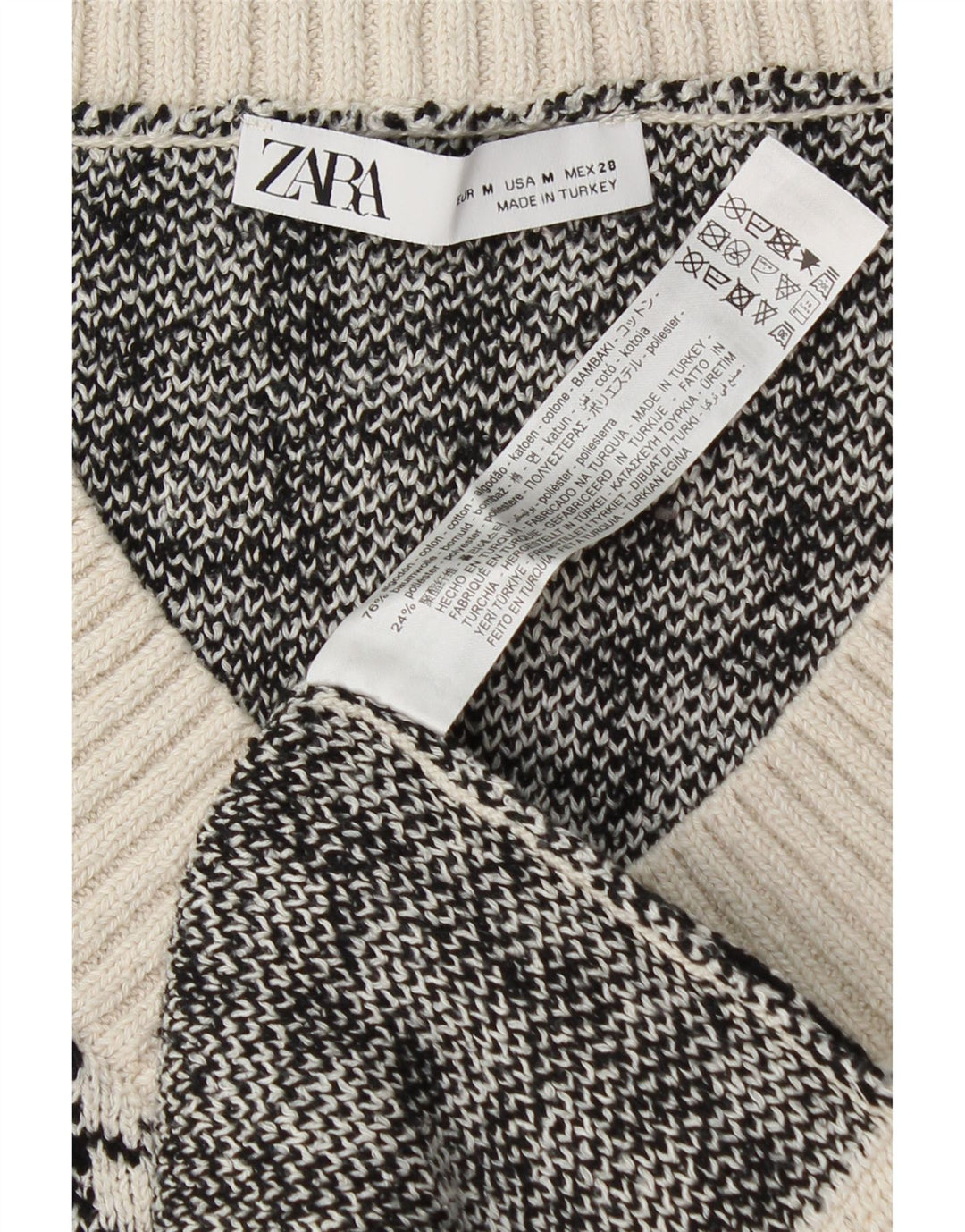 Женская майка-майка оверсайз Zara UK 14, средний белый хлопок с узором «гусиные лапки»