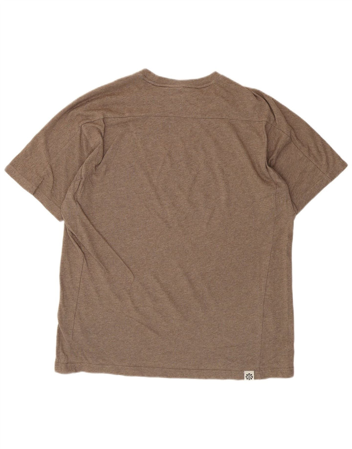 NIKE Mens T-Shirt Top Large Brown Cotton