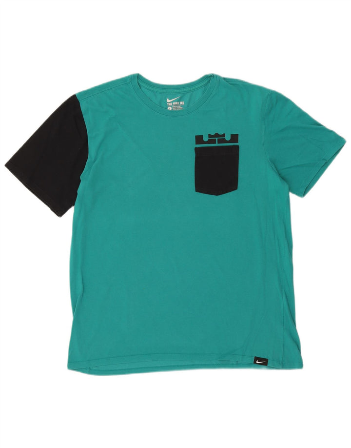 Мужская футболка Nike Dri Fit, большая, бирюзовая, с цветными блоками
