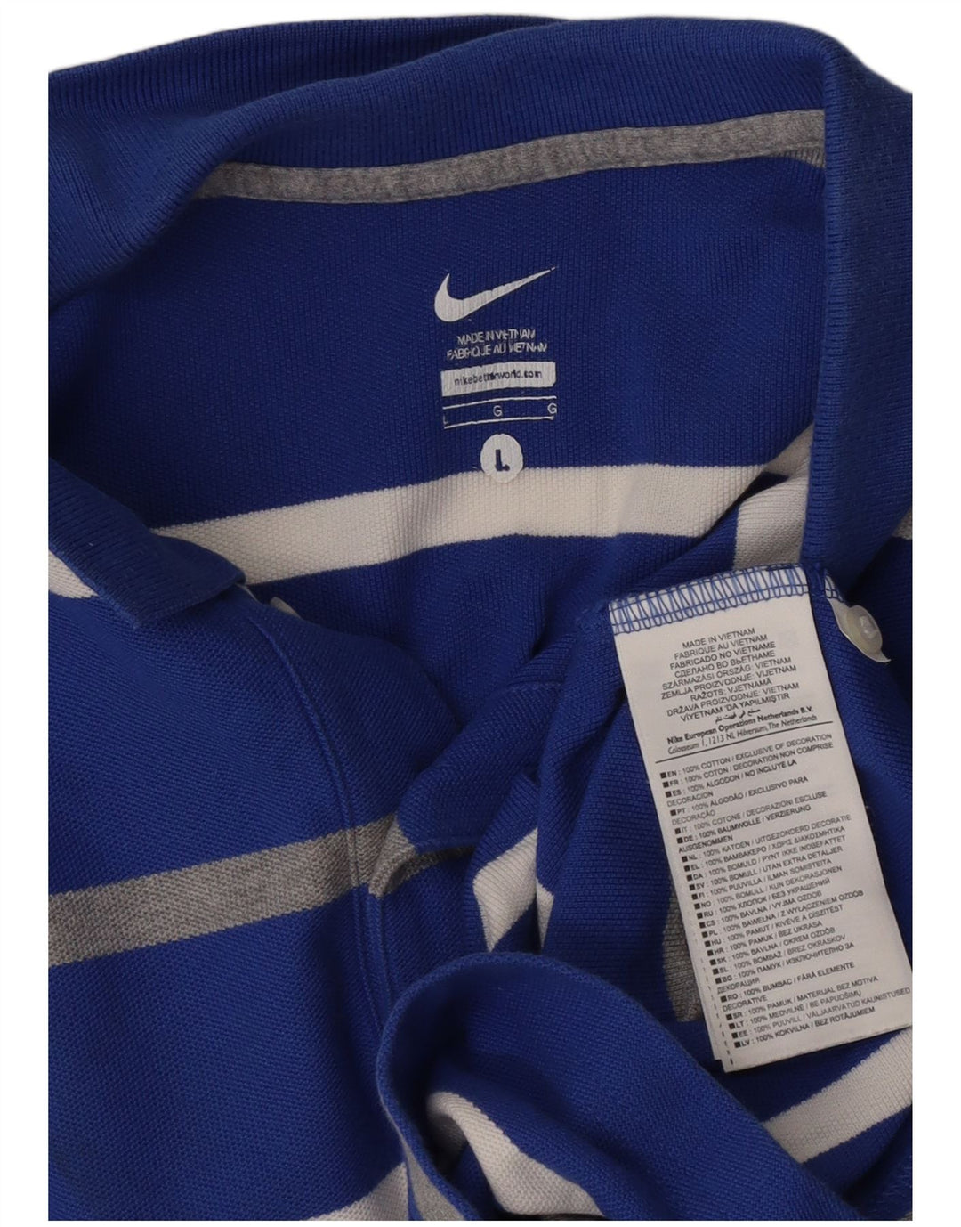 Мужская рубашка-поло NIKE в большую синюю полоску из хлопка