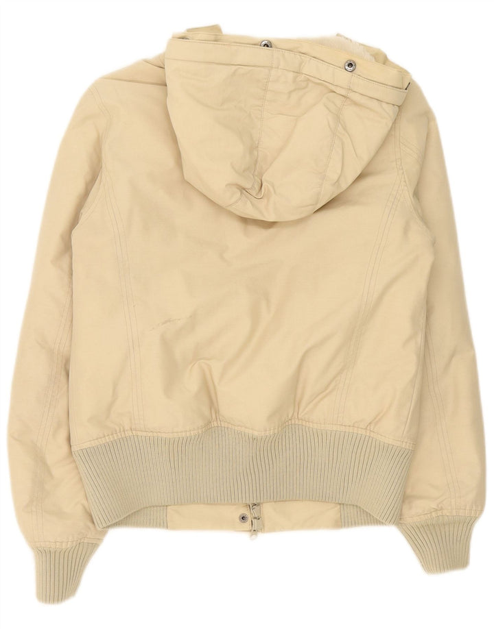 Женская объемная стеганая куртка Woolrich с капюшоном, размер UK 10, маленький размер, бежевый хлопок