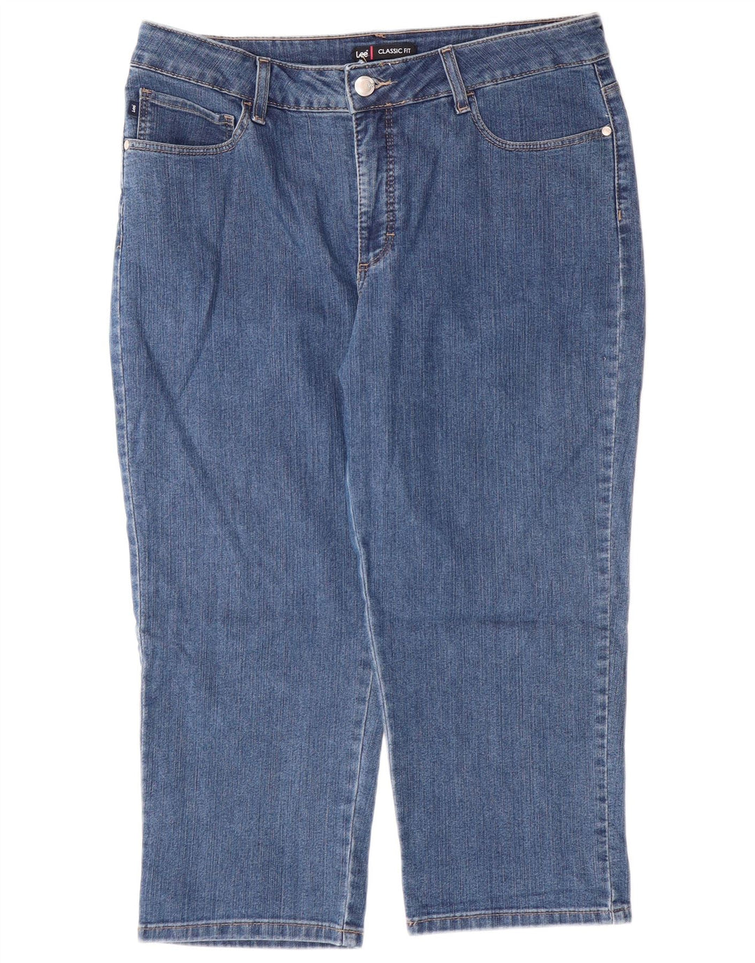 Женские джинсы-капри классического кроя LEE США 16 2XL W34 L22 синие, хлопок