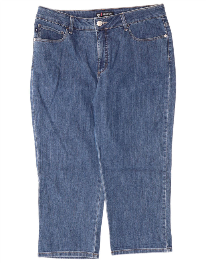 Женские джинсы-капри классического кроя LEE США 16 2XL W34 L22 синие, хлопок
