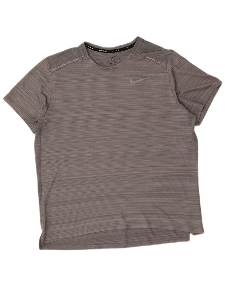 Мужская футболка Nike Dri Fit из полиэстера в тонкую полоску большого серого цвета