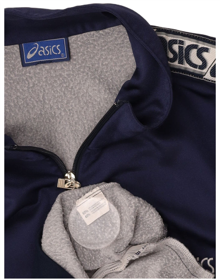 Мужская спортивная куртка с графическим рисунком ASICS, большая темно-синяя полиамидная куртка