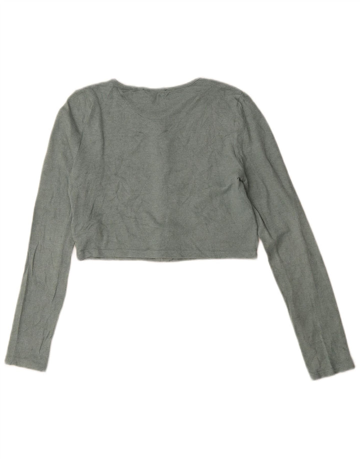 Женский укороченный кардиган Zara UK 12, средний зеленый вискоза