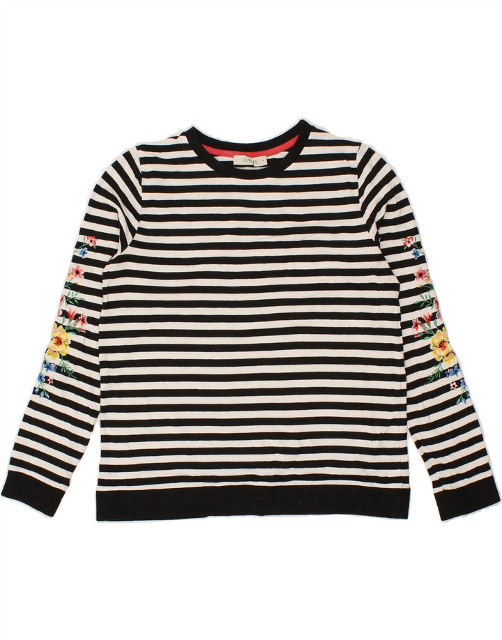 OASIS Womens Graphic Top Long Sleeve UK 14 Medium Black Striped Viscose Vintage Oasis and Second-Hand Oasis from Messina Hembry 