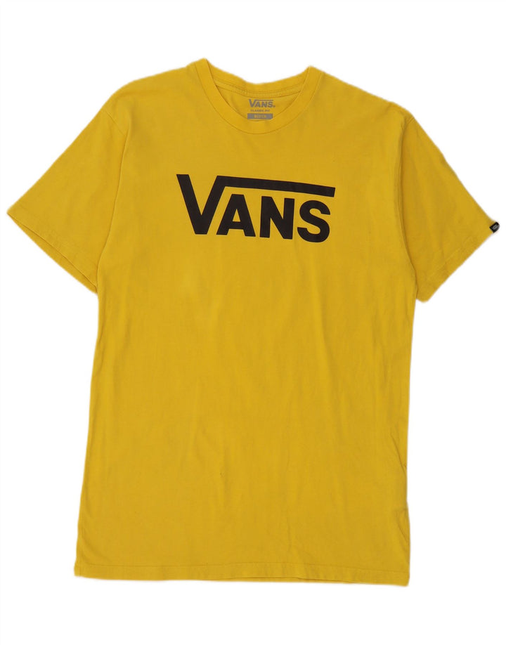 Мужская футболка классического кроя с рисунком Vans, хлопковый топ среднего желтого цвета