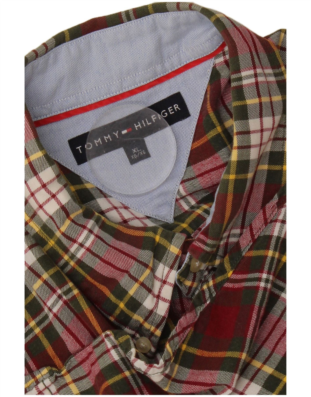 TOMMY HILFIGER Mens Flannel Shirt XL Red Check