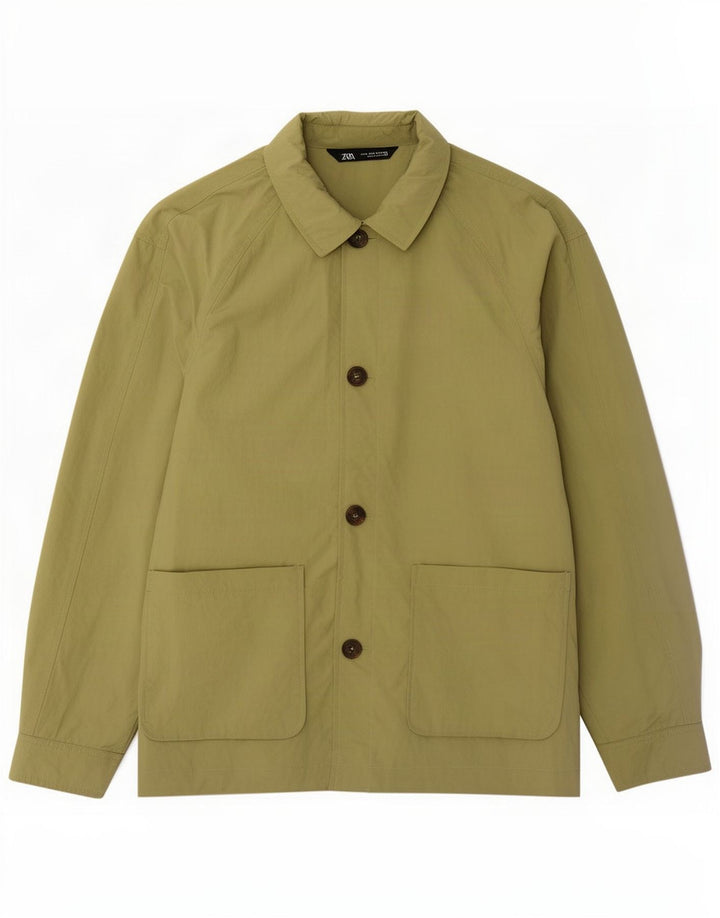 Мужская куртка-бомбер стандартного кроя Zara UK 38, средний хаки, полиамид
