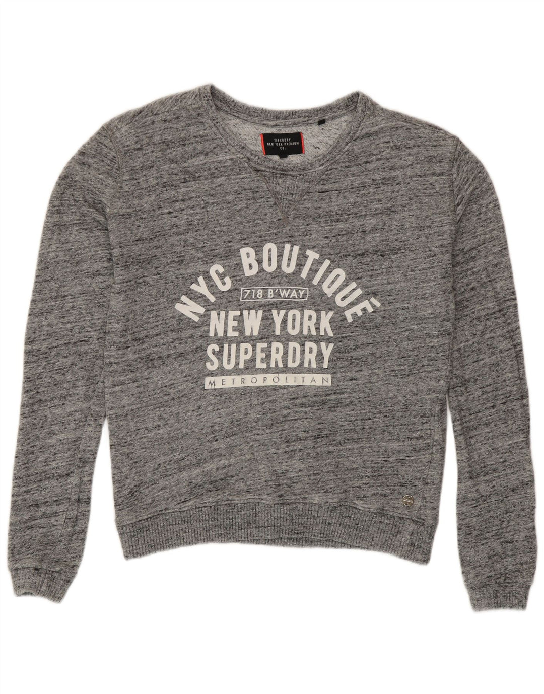 Женский свитер с рисунком Superdry UK 10, маленький серый в крапинку