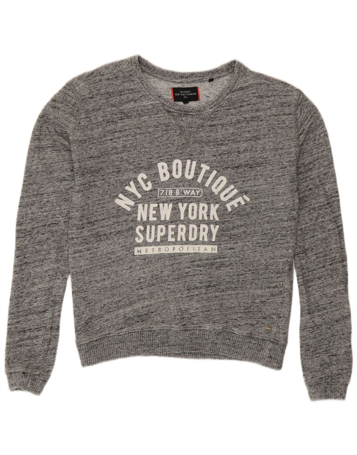 Женский свитер с рисунком Superdry UK 10, маленький серый в крапинку