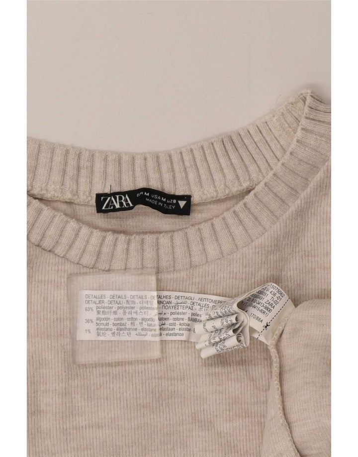 Женский свитер с вырезом «лодочка» Zara UK 14, средний серый полиэстер