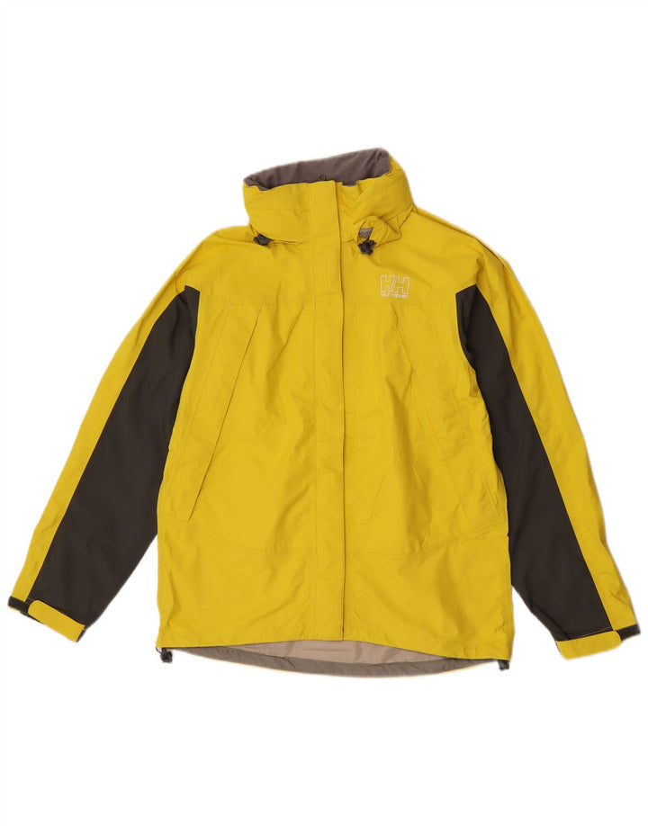 Женская непромокаемая куртка с капюшоном Helly Hansen UK 16, большая желтая с цветными блоками