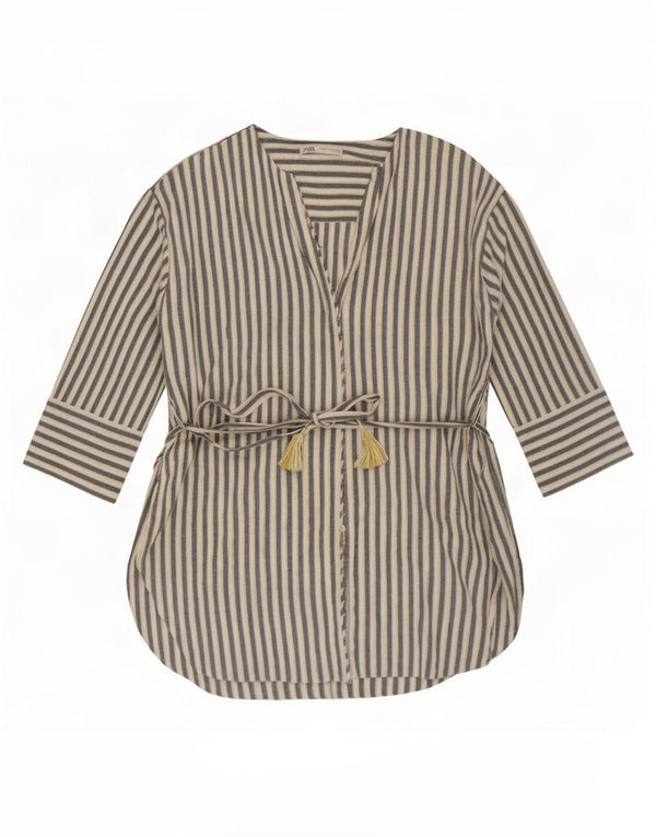 Женская блузка-рубашка Zara UK 20 2XL, белая полоска