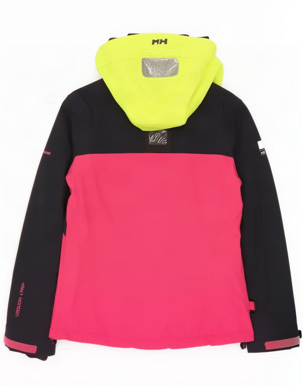 Женская лыжная куртка Helly Hansen с капюшоном UK 10, маленькая, темно-синяя, с цветными блоками