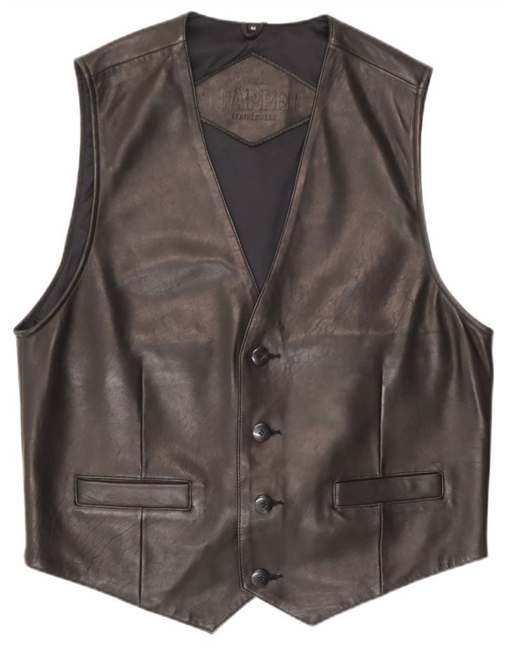Мужской кожаный жилет Trapper IT 48 Medium Black Leather