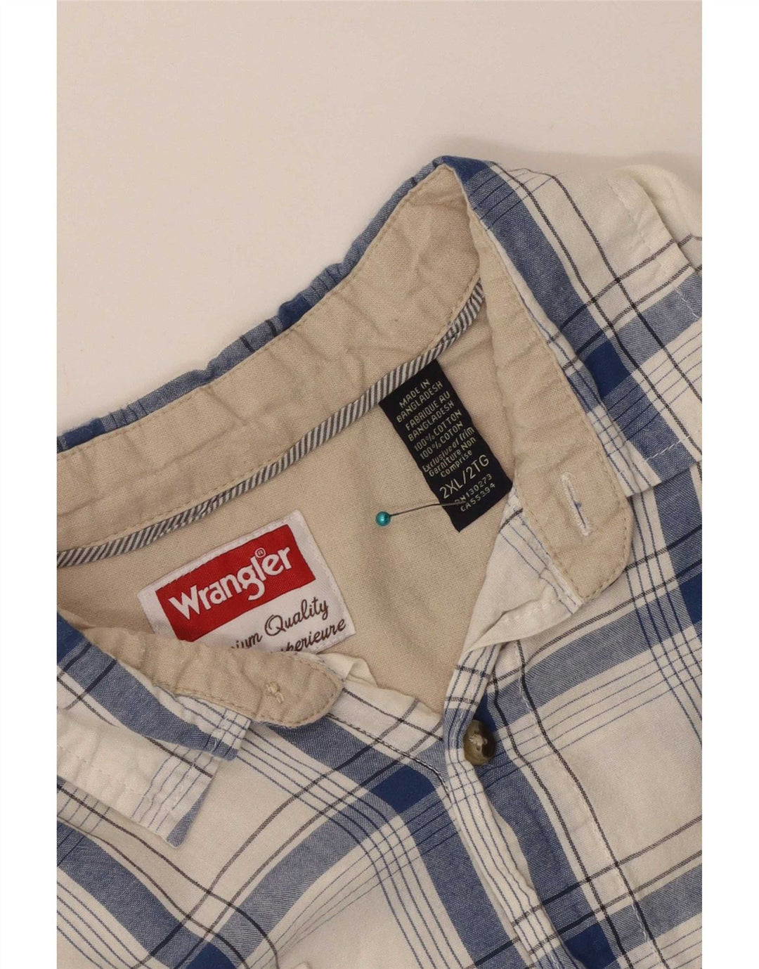 Мужская рубашка Wrangler 2XL, хлопковая белая клетка