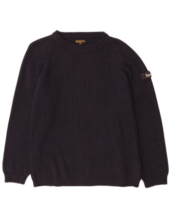 TIMBERLAND Womens Boat Neck Jumper Sweater UK 14 Large Navy Blue Cotton