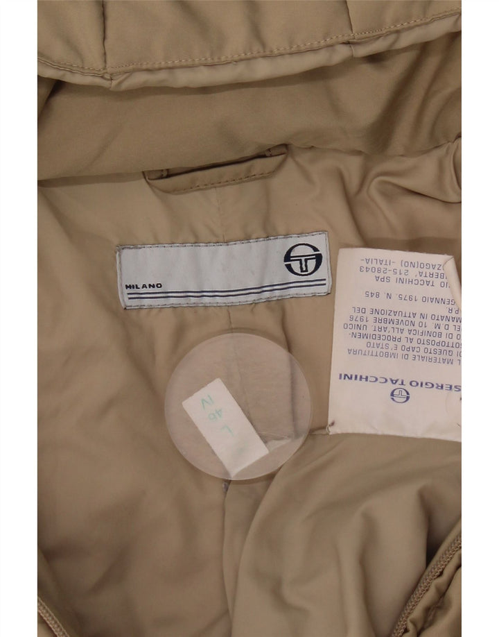 Женское стеганое пальто с капюшоном Sergio Tacchini UK 16, большое бежевое