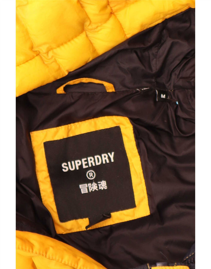 Мужская утепленная куртка с капюшоном Superdry UK 38, средний желтый цвет с цветными блоками