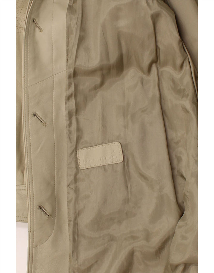 ВИНТАЖНОЕ Женское кожаное пальто UK 18 XL Бежевое
