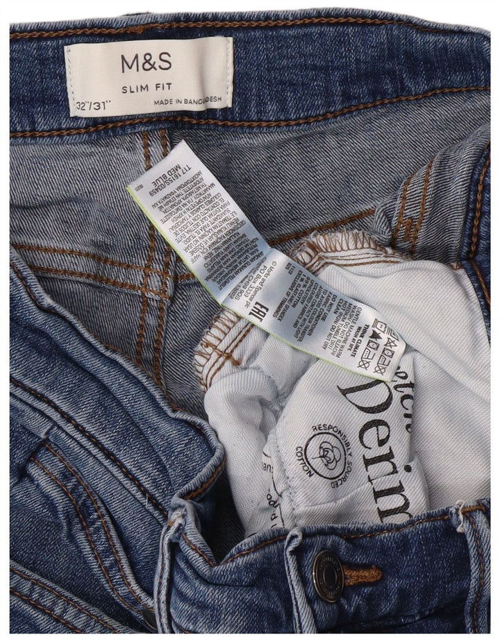 Мужские зауженные джинсы MARKS & SPENCER W32 L29, синие, хлопковые, классические