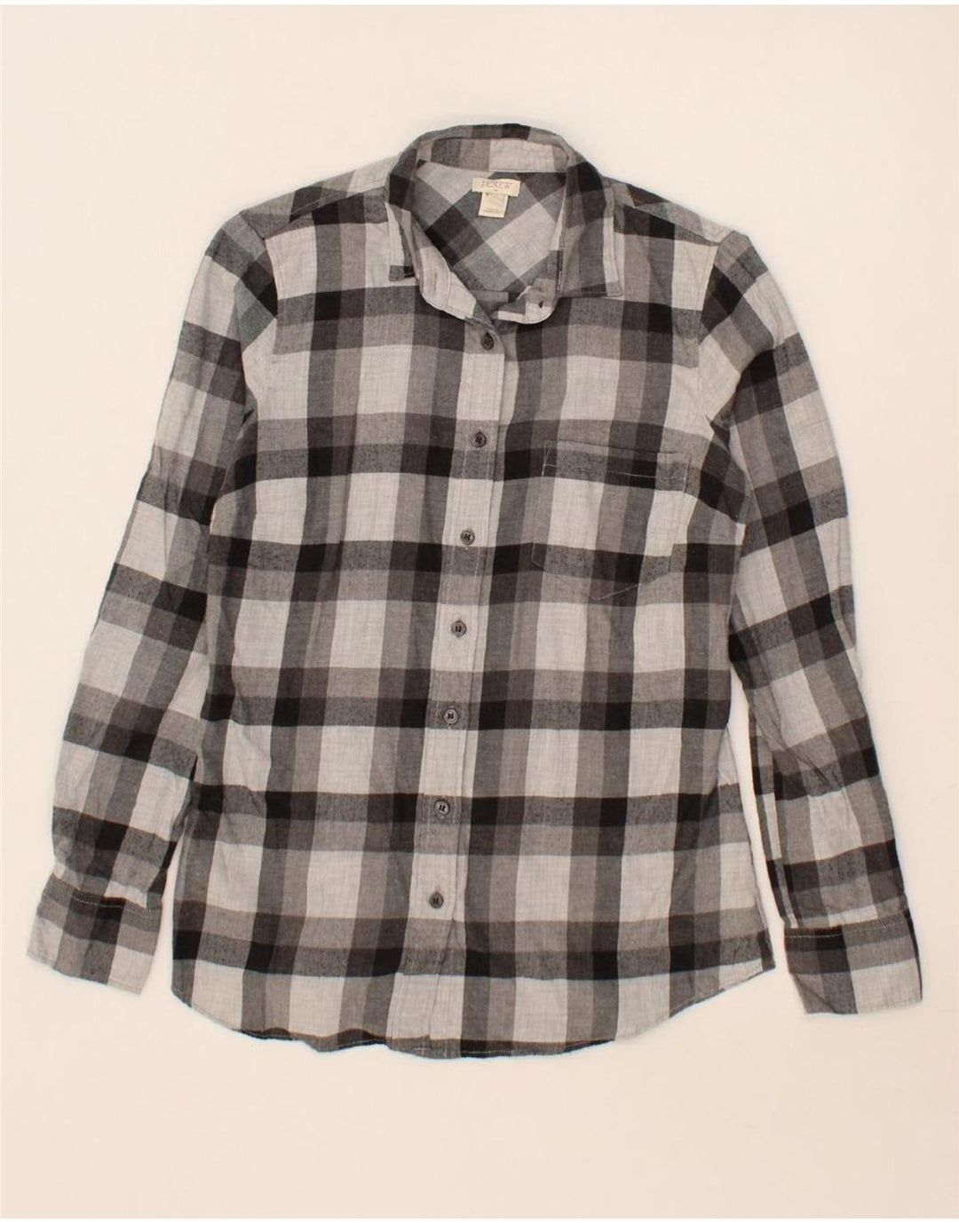 J. CREW Womens Wrap Shirt UK 6 XS Grey Check Cotton Vintage J. Crew and Second-Hand J. Crew from Messina Hembry 