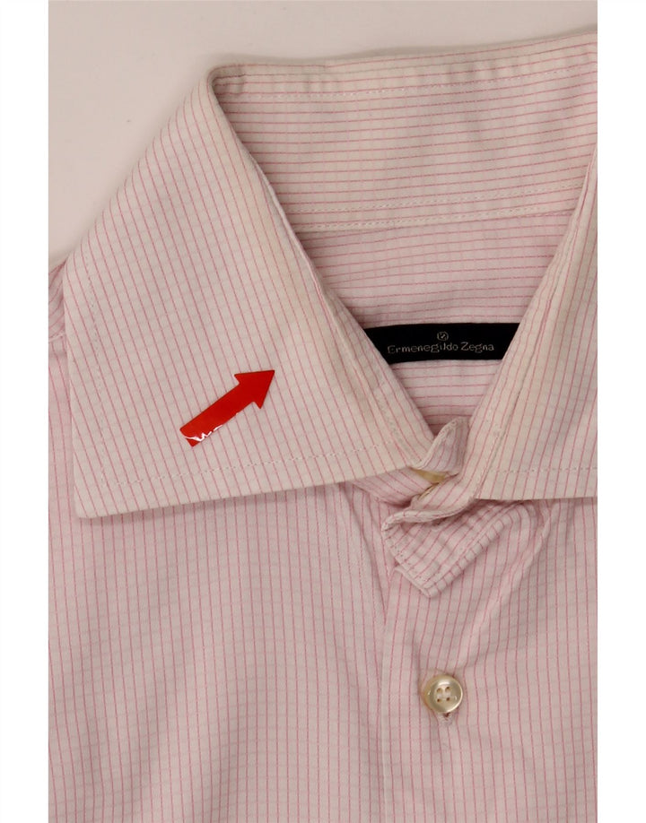 ERMENEGILDO ZEGNA Mens Shirt Medium Pink Check Cotton Vintage Ermenegildo Zegna and Second-Hand Ermenegildo Zegna from Messina Hembry 