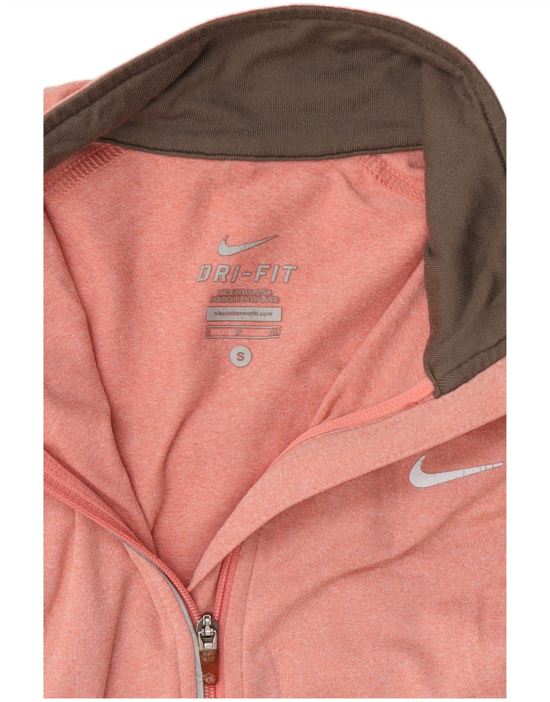Женский спортивный костюм-пуловер с воротником на молнии Nike Dri Fit UK 10, маленький розовый